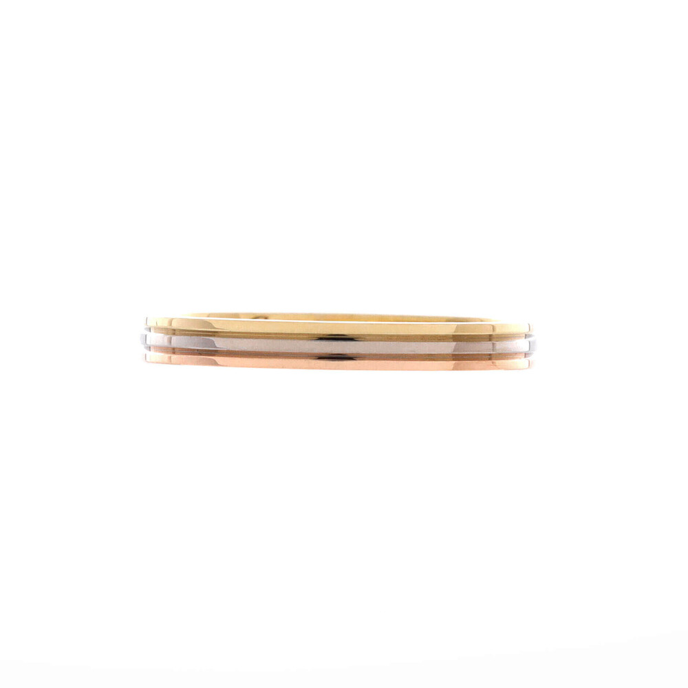 Cartier 2.5mm Vendome Louis Cartier Wedding Band Ring 18K Tricolor Gold